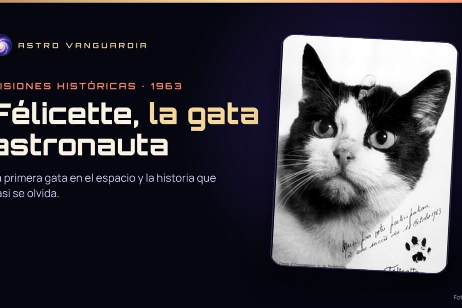 Portada con el retrato de Félicette, la primera gata en el espacio, y el título Félicette, la gata astronauta